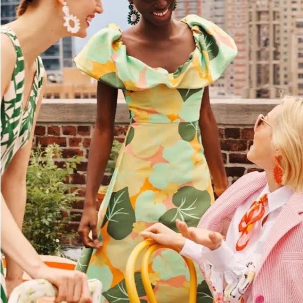 Kate Spade cucumber Floral Flounce dress